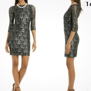 Erin Fetherston black and silver lace mini dress